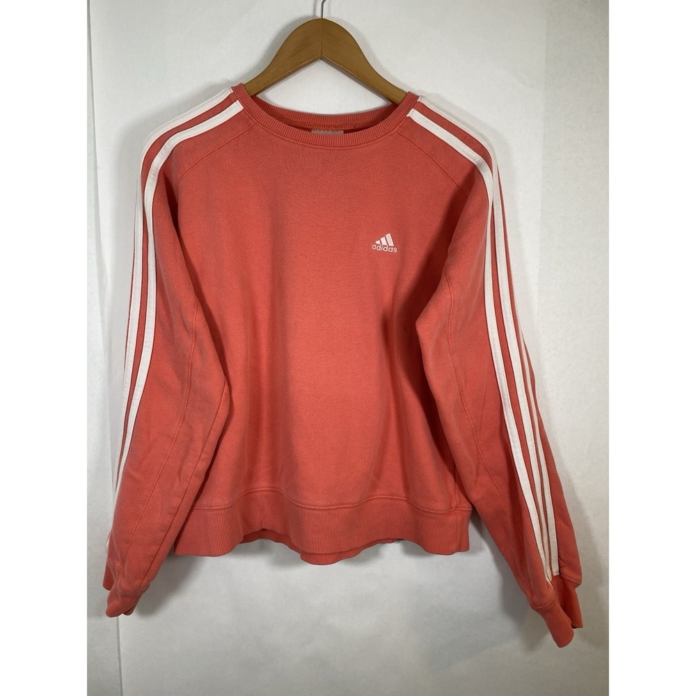 Adidas Y2K Pink Women's Crewneck Sweatshirt‎ 3 Stripe Sleeve Size Large